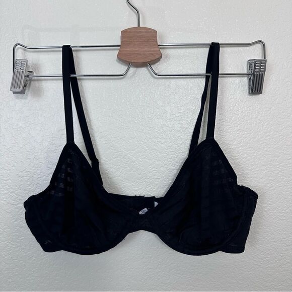 Women’s Madewell Sheer Stripe Underwire Bra In True Black - Picture 3 of 10